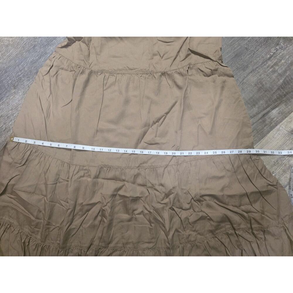 The Drop Women's Britt Tiered Maxi Dress Mushroom Brown 100% Tencel XXL NWT - Picture 5 of 11